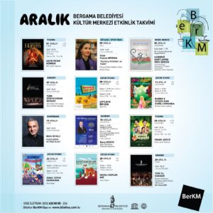 BERGAMA, ARALIK AYINDA KÜLTÜR VE SANAT ETKİNLİKLERİNİ DOYA DOYA YAŞAYACAK