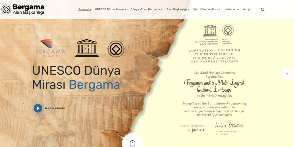 BERGAMA BELEDİYESİ UNESCO ALAN BAŞKANLIĞI İNTERNET SİTESİ KURULDU